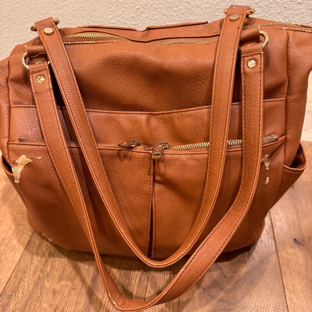 Mominside diaper bag. Brown faux leather